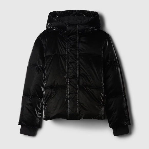 Kids Recycled Metallic Puffer Jacket XS (4-5) Black Girls - Picture 5 of 5